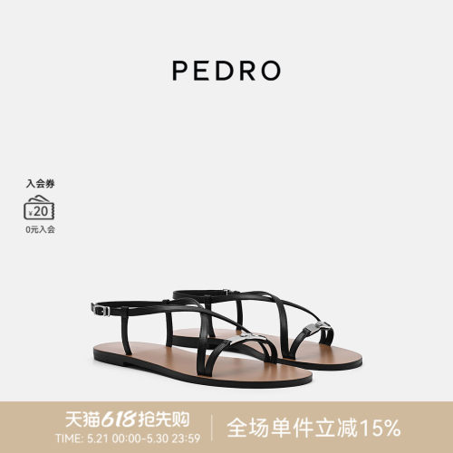 PEDRO平底细带凉鞋26春季派克系列松弛感金属扣女鞋PW1-65110101