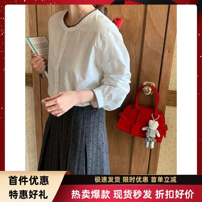 thMorning早春新款撞色刺绣圆领