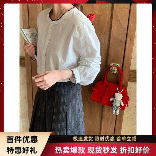 thMorning早春新款撞色刺绣圆领