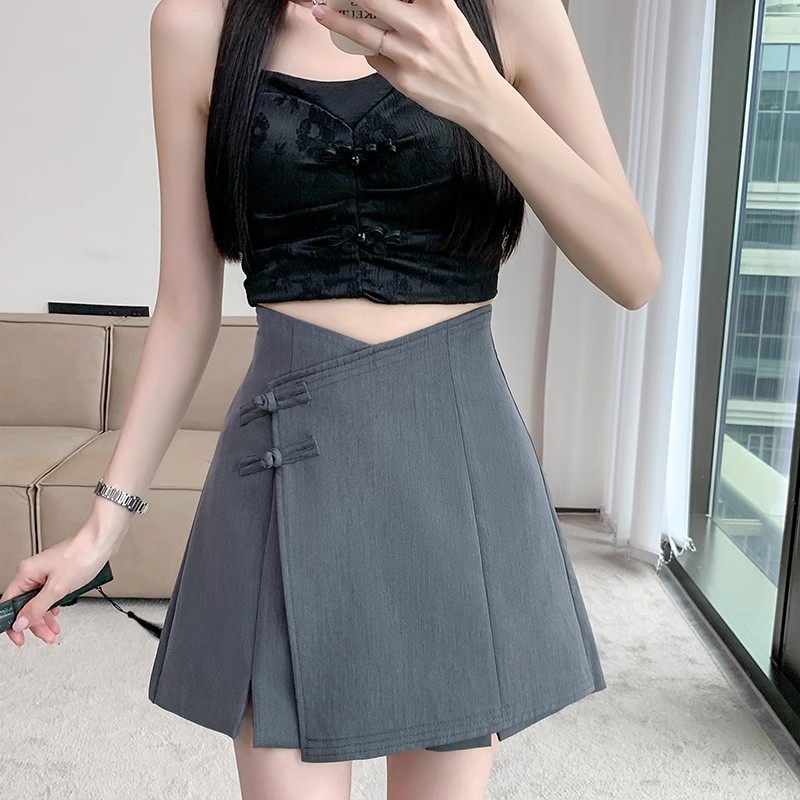 半身裤裙女夏季九分胖黑色西装