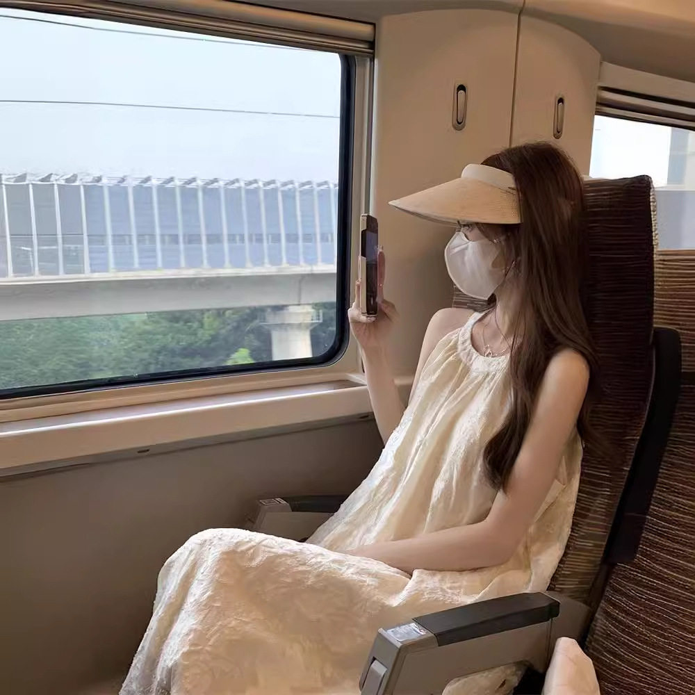 甜美雪纺挂脖连衣裙仙女夏季海边