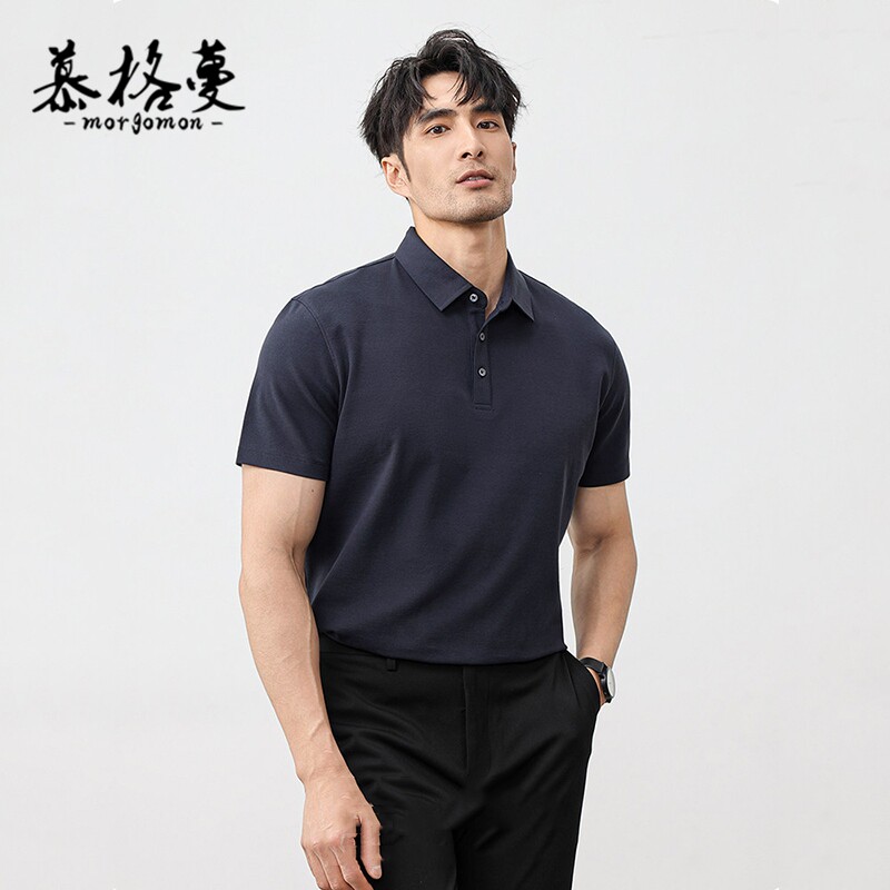 时尚polo衫男夏季2026新款休闲凉感高级无痕翻领上衣短袖T恤男士