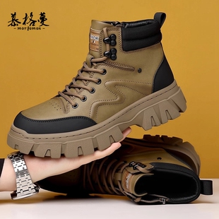 男款雪地靴冬季加绒加厚保暖防水防滑户外休闲高帮棉鞋男鞋工装靴