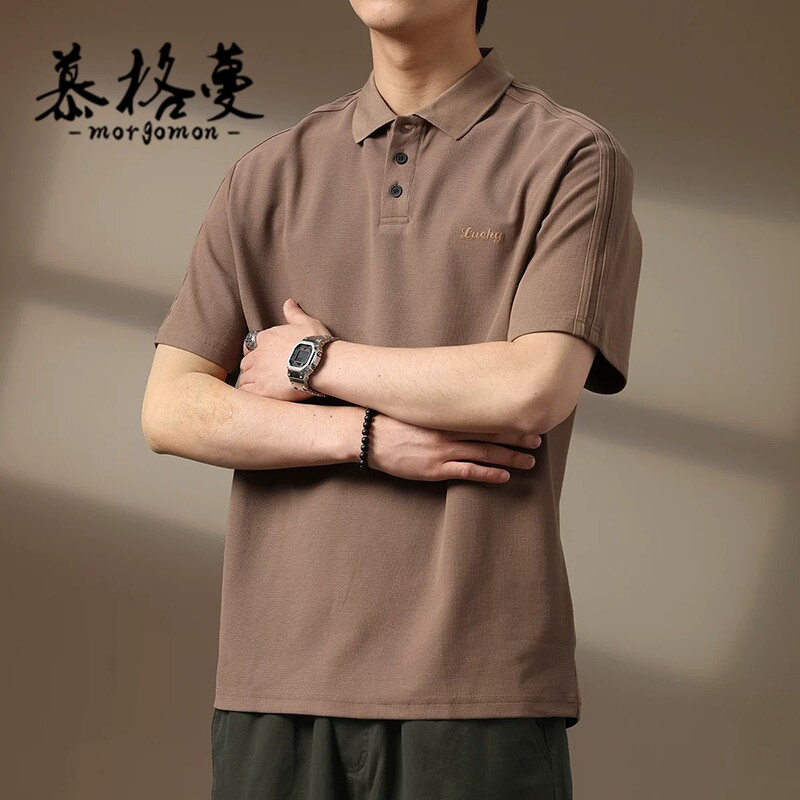2026新款肌理刺绣宽松Polo衫男