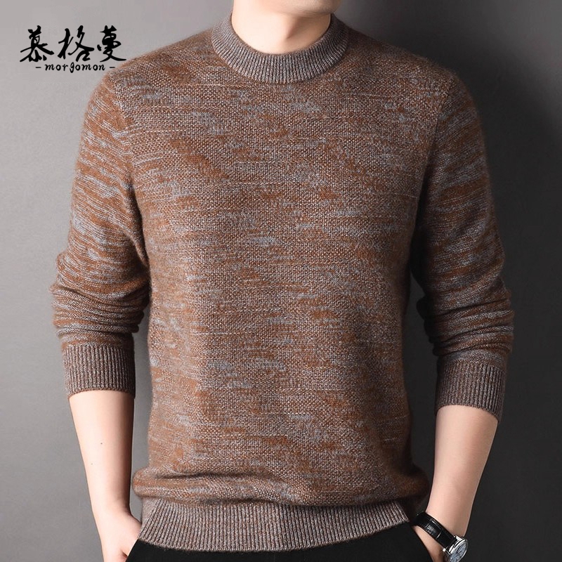 高端舒适羊绒衫男纯羊绒圆领冬季