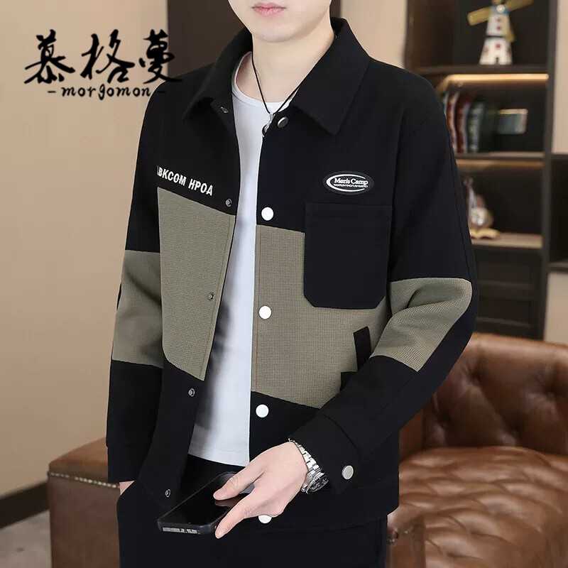男士时尚休闲拼接衬衫夹克