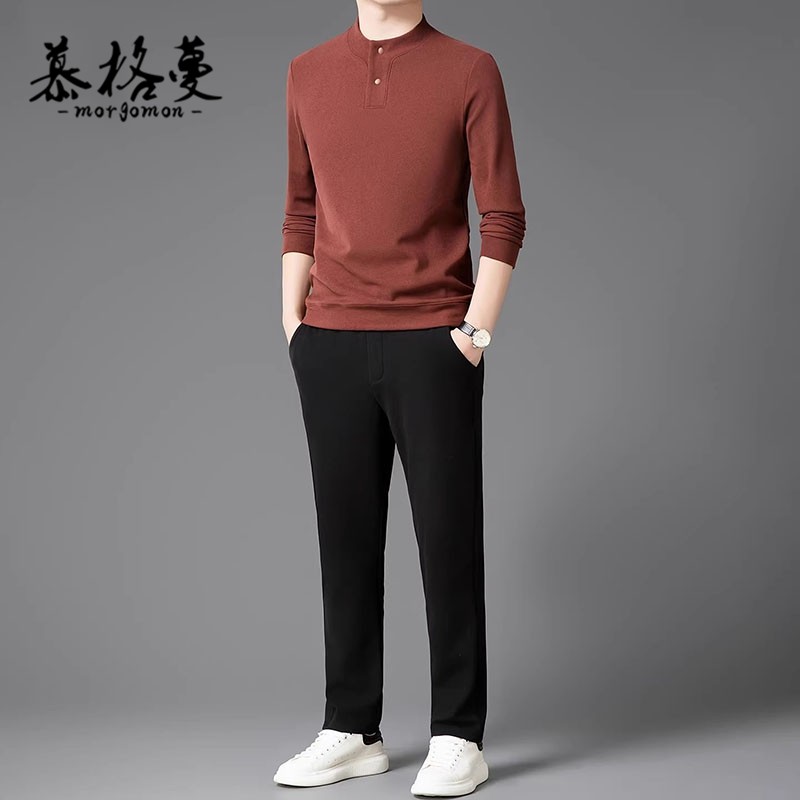 休闲套装男2026春秋季新款立领卫衣搭配商务长裤运动百搭款套装男