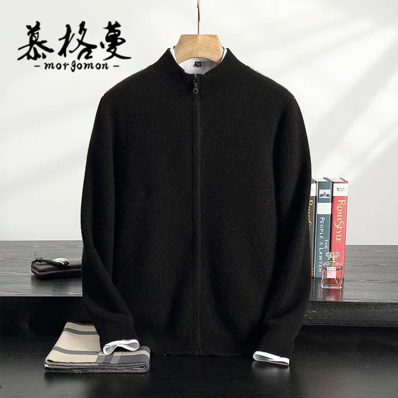 半高领羊毛羊绒男秋冬厚款针织衫