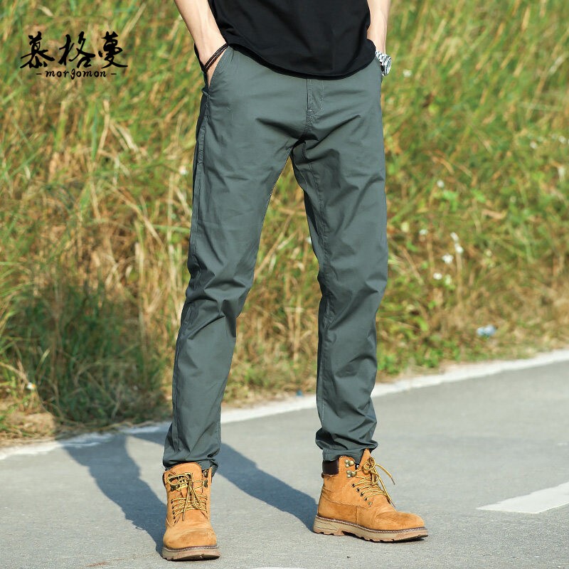 户外速干薄款修身休闲裤男2026新款春夏季弹力运动直筒长裤男