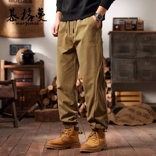 工装裤男2026春秋季新款美式重磅宽松舒适休闲裤男潮牌束脚裤男士