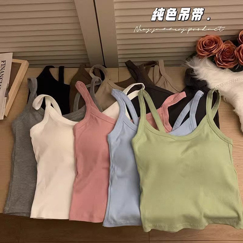 白色辣妹背心小吊带女夏季工字内搭美式性感短款外穿纯欲打底上衣