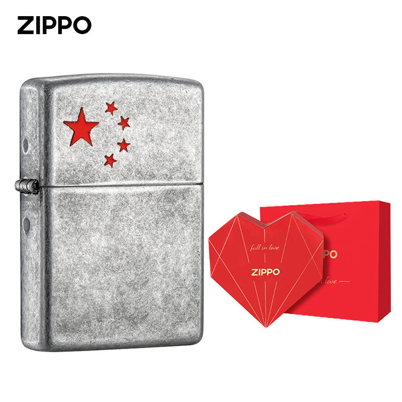 ZIPPO官方旗舰店防风煤油打火机之宝古银五角星送礼情人节礼物