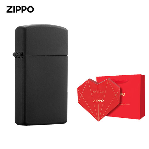 zippo打火机正品纤巧黑哑漆送礼