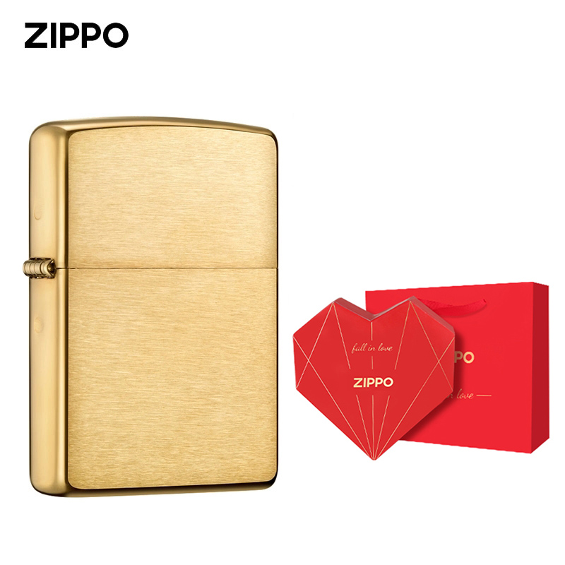ZIPPO官方旗舰店防风煤油打火机美版原装拉丝黄铜204B礼盒送礼