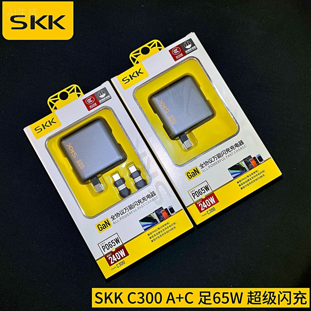 原装SKK全协议快速充电器氮化镓快充头type新国标插脚A+C接口手机平板联想笔记本65w充电器pd万能闪充充电器图片
