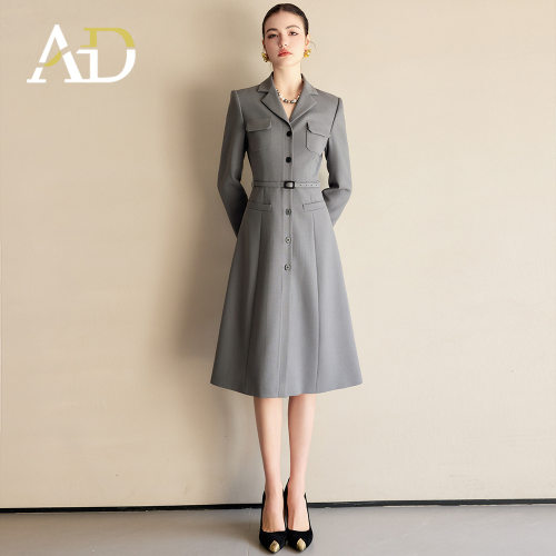 AD灰色轻奢职业连衣裙女时尚