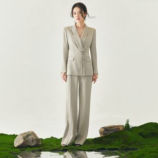 新中式盘扣西装套装连衣裙两件套高端轻奢职业装主持人正装工作服