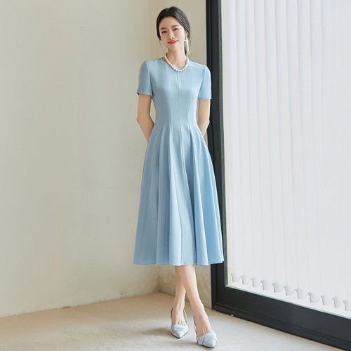 扶摇浅蓝色连衣裙女夏季大摆正装