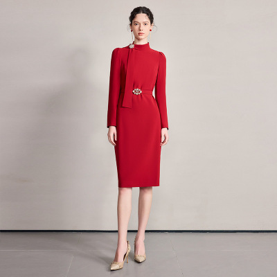 AD红色大牌明星同款女连衣裙礼服