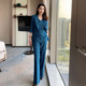 孔雀蓝高端气质职业西服套装 三件套工作服 女职场简约干练休闲西装