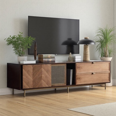 北欧复古轻奢电视柜斗柜组合客厅家用大小户型1.8米实木电视机柜