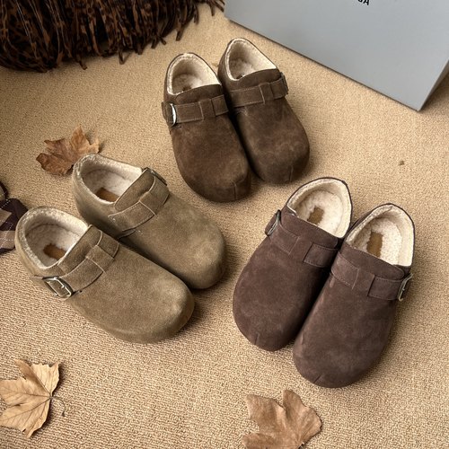 真皮内增高加绒复古勃肯鞋女