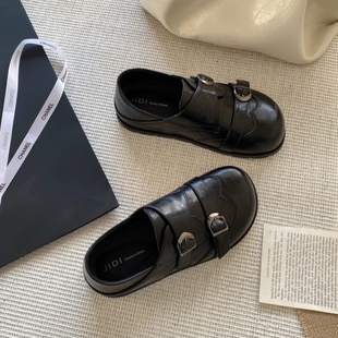 英伦风圆头乐福鞋女2026春季搭扣厚底小皮鞋百搭一脚蹬单鞋基地