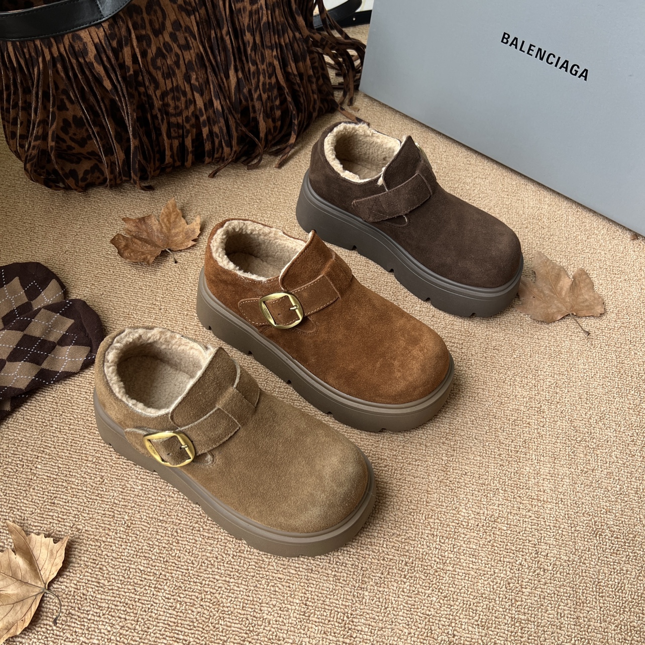 欧洲站厚底增高加绒勃肯鞋