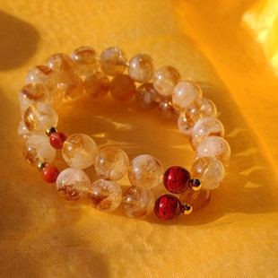 【清潭】新岁吉祥◆鸿运大开 钱财满满 助正业◆黄雪山水晶手链