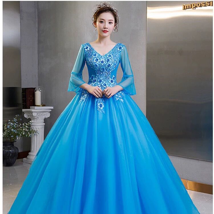 彩纱婚纱蓬蓬裙表演礼服长款