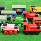 木质轨道小火车玩具轨道木轨车兼容宜兔轨磁性滑行亨利奥利弗火车