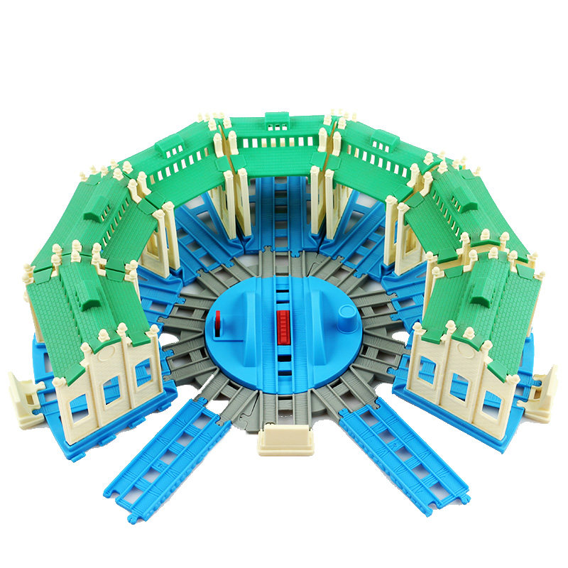 ASSEMBLE PUZZLE ELECTRIC ALLOY TRACK TRAIN TOY TRACK ACCESSORIES PARKING TEMOUTH ENGINE ROOM FAN-SHAPED GARAGE