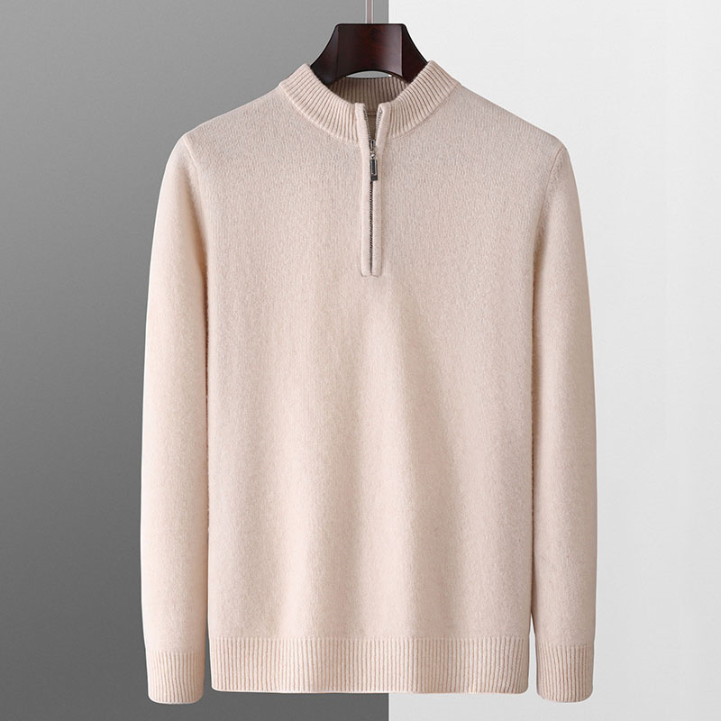 男士半拉链立领毛衣纯色加厚保暖