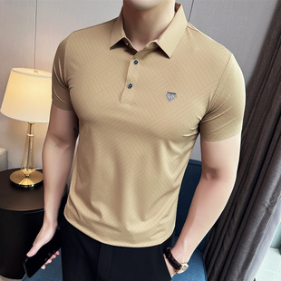 夏天带领t恤短袖 抗皱体恤潮流上衣服 男痞帅高端polo衫 翻领保罗衫