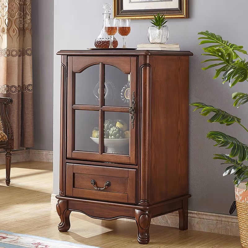 欧式全实木小酒柜 美式酒柜复古雕花置物柜客厅靠墙小餐边柜边柜,住宅家具,酒柜,淘宝优惠券,粉丝福利购,淘宝优惠卷