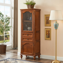全实木酒柜简约美式单门柜欧式复古客厅靠墙小酒柜电视边柜展示柜