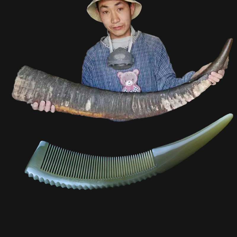 牛角老东正品天然手工白水牛角梳子按摩卷发生发梳直播专拍链接