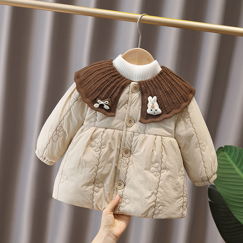 女童加绒加厚棉衣外套2025冬季新款夹棉保暖儿童洋气棉服可爱冬装