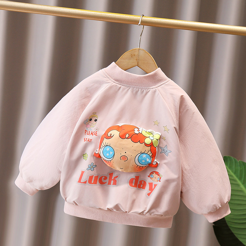 女童秋冬薄棉棒球服保暖图片