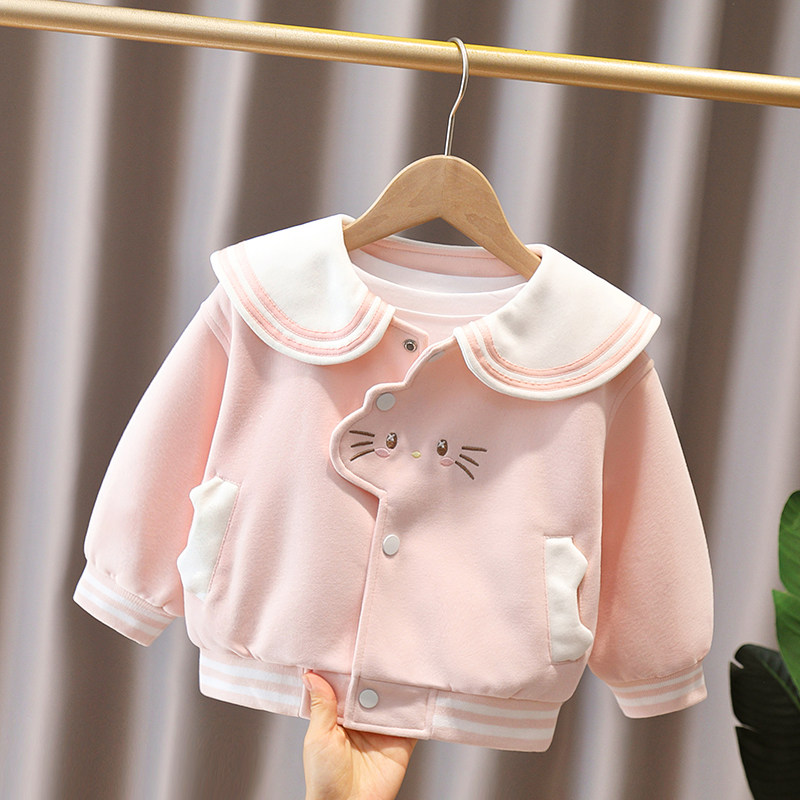 女童外套春秋装2026新款女宝宝洋气翻领夹克上衣儿童女孩秋季衣服