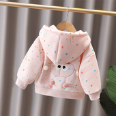 女童连帽外套2026春秋新款 女宝宝洋气上衣女孩可爱女童连帽上衣潮