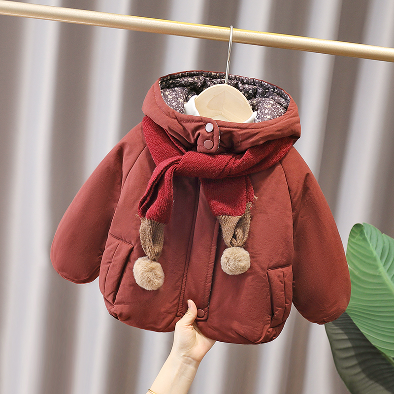 女童加绒加厚棉衣2025新款女宝宝保暖洋气夹棉连帽棉袄外套冬装潮