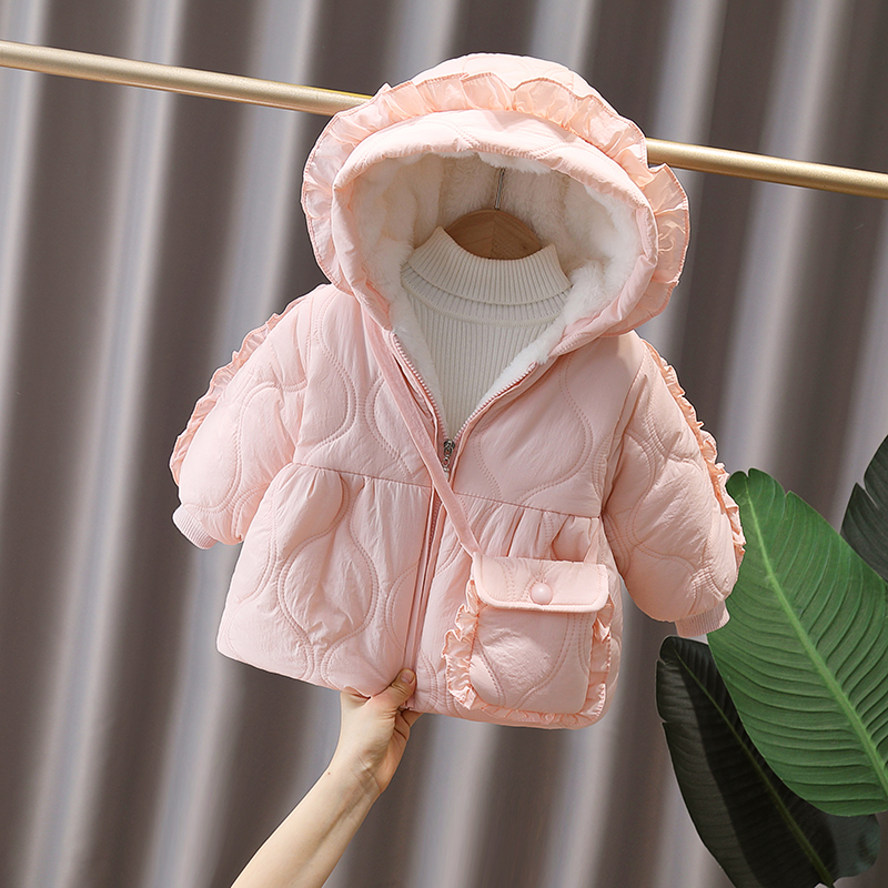 女童棉服外套冬季加厚儿童棉衣2025新款小女孩洋气连帽加绒棉袄潮