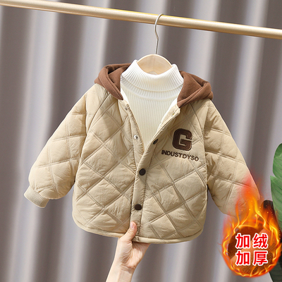 男童加厚冬季连帽棉衣