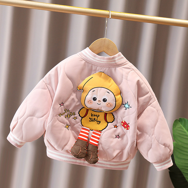 女童秋冬夹棉棒球棉服图片