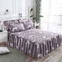 Phiên bản tiếng Hàn của chăn bông 4 bốn bộ chăn ga gối đệm cotton 1.2 / 1.5 m 1.8 / 2m Váy ngủ dày đơn giản - Váy Petti 	chân váy giường