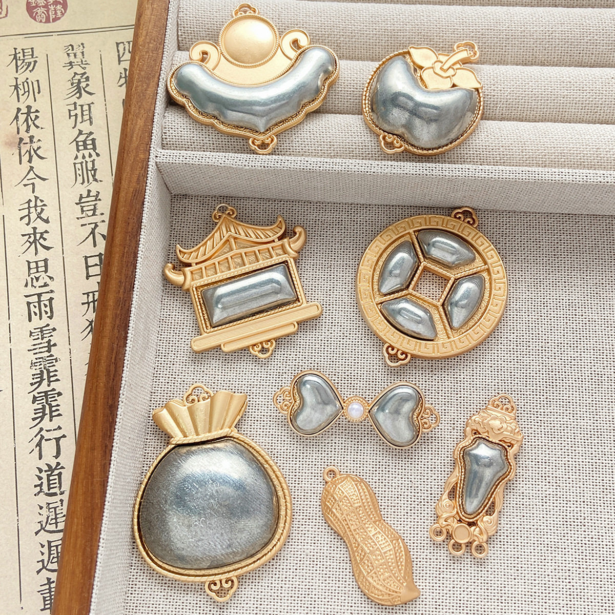 宋锦手工diy花生柿子福袋钱币