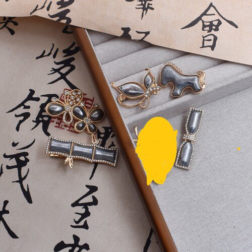 新款非遗宋锦小马蝴蝶竹子萝卜领结发夹底胚diy发饰合金饰品配件
