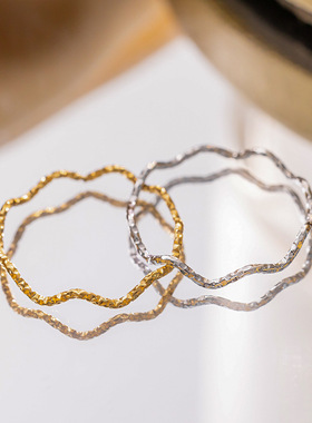 2025新款日韩时尚轻奢波浪戒指女