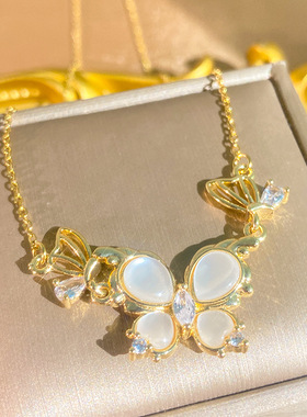 小众原创金色蝴蝶锁骨链女轻奢